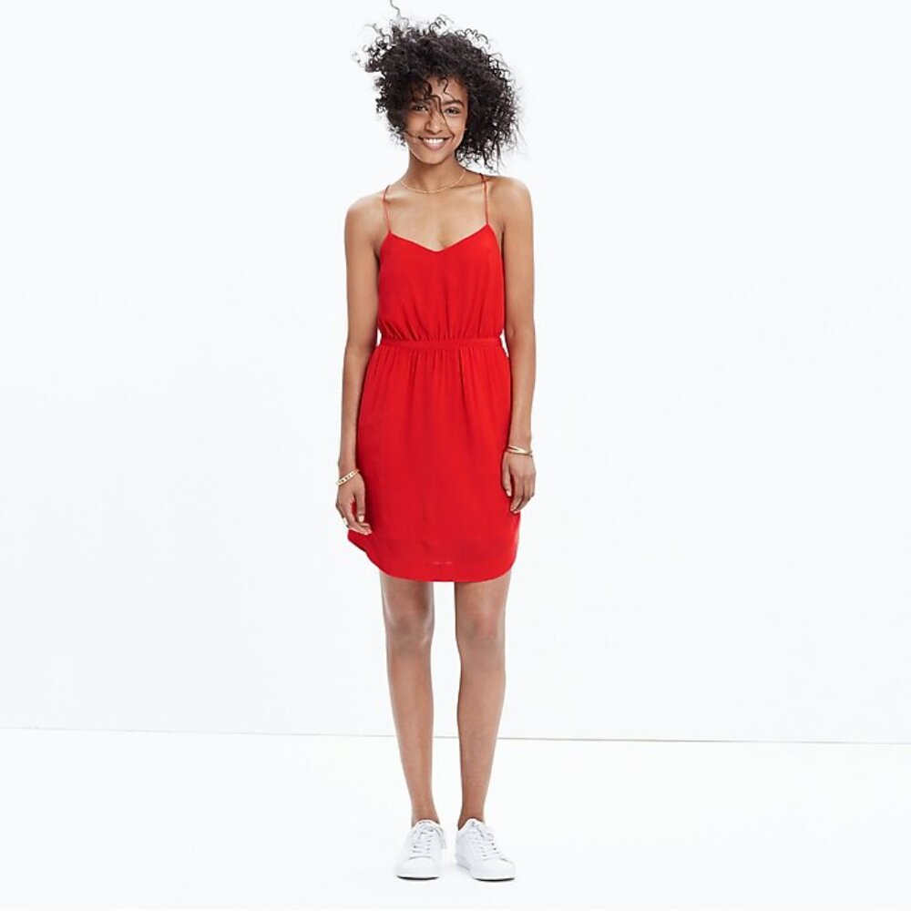 Madewell Silk Starview Cami Dress in Red - sz 0